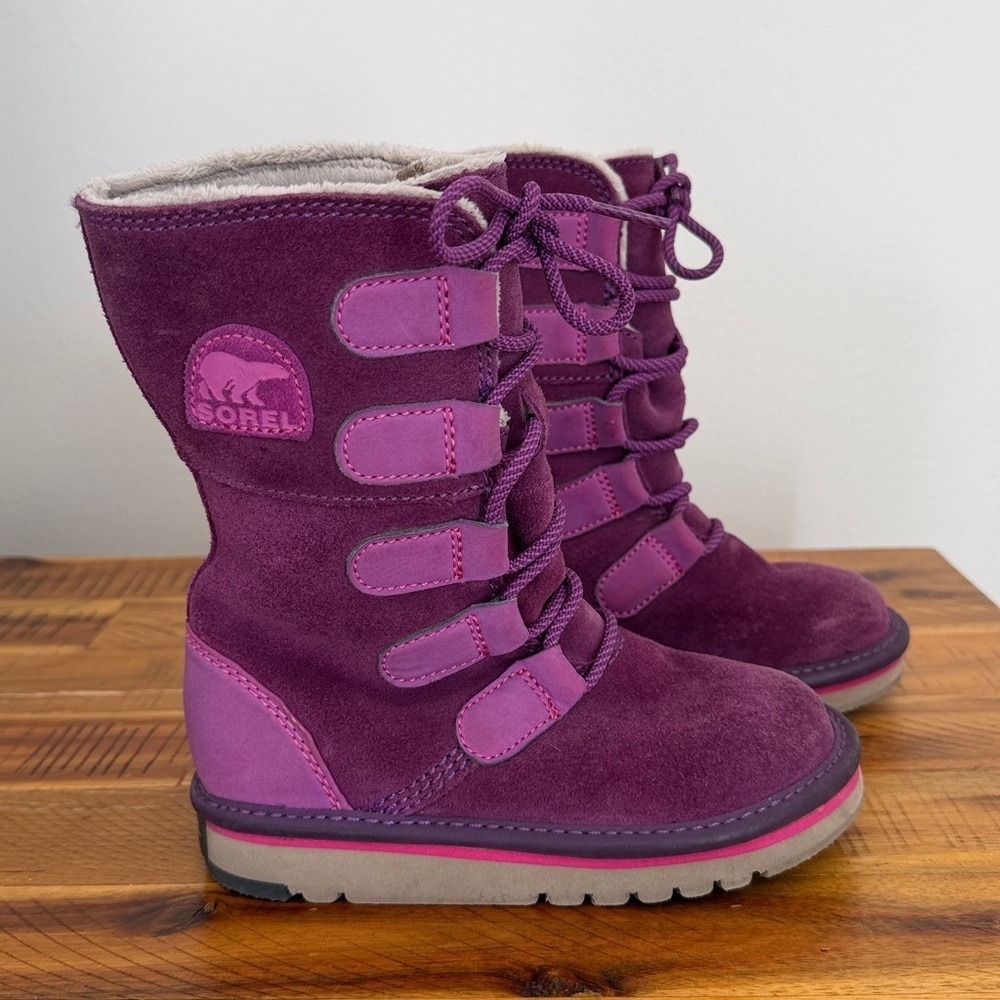 Sorel Toddler Girls purple genuine suede leather lace-up tall winter boots
